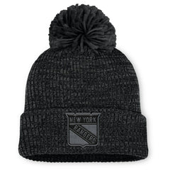 New York Rangers Fanatics Women's Authentic Pro Road Cuffed Knit Hat with Pom - Black - NHL