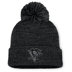 Pittsburgh Penguins Fanatics Women's Authentic Pro Road Cuffed Knit Hat with Pom - Black - NHL