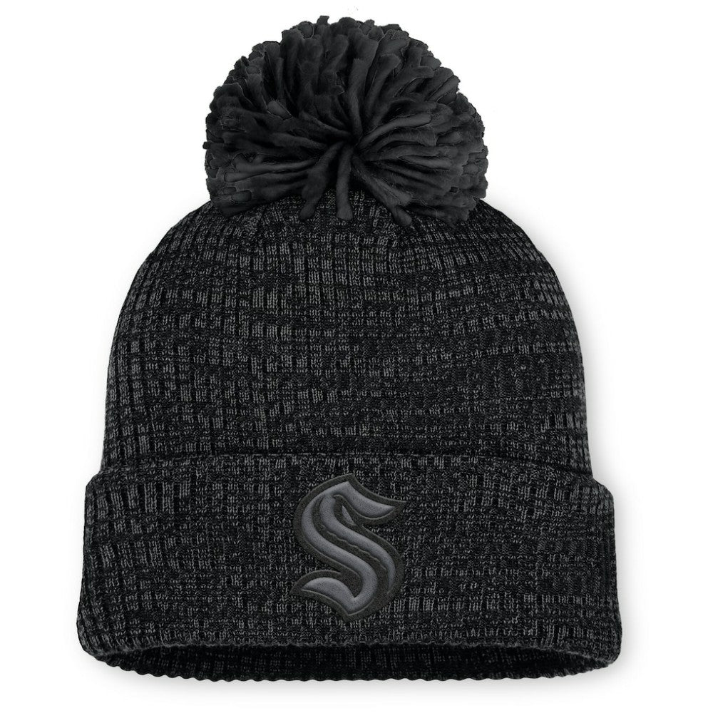 Seattle Kraken Fanatics Women's Authentic Pro Road Cuffed Knit Hat with Pom - Black - NHL