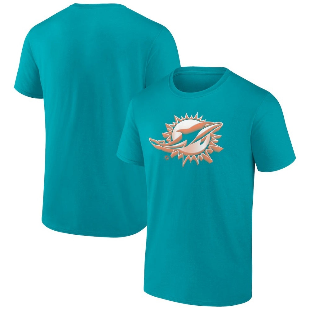 Miami Dolphins Chrome Dimension T-Shirt Aqua | NFL
