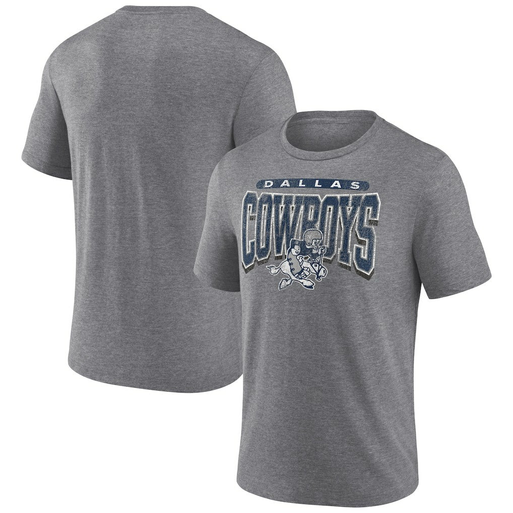 Dallas Cowboys Warped Block Tri-Blend T-Shirt Heather Gray | NFL