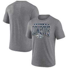 Dallas Cowboys Warped Block Tri-Blend T-Shirt Heather Gray | NFL