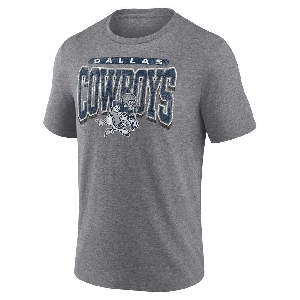 Dallas Cowboys Warped Block Tri-Blend T-Shirt Heather Gray | NFL