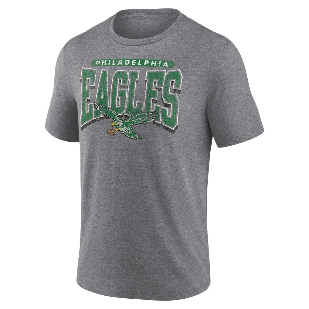 Philadelphia Eagles Warped Block Tri-Blend T-Shirt Heather Gray | NFL