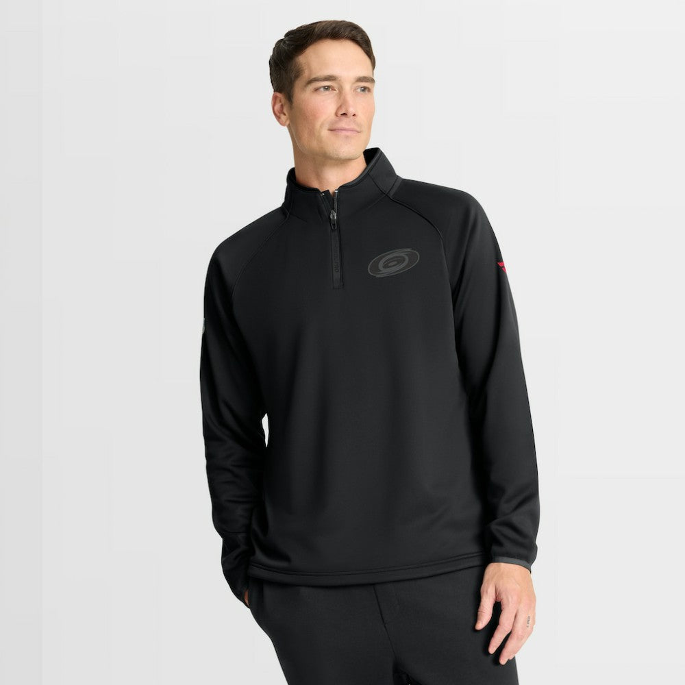 Carolina Hurricanes Fanatics Authentic Pro Tonal Rink Raglan Quarter-Zip Pullover - Black - NHL