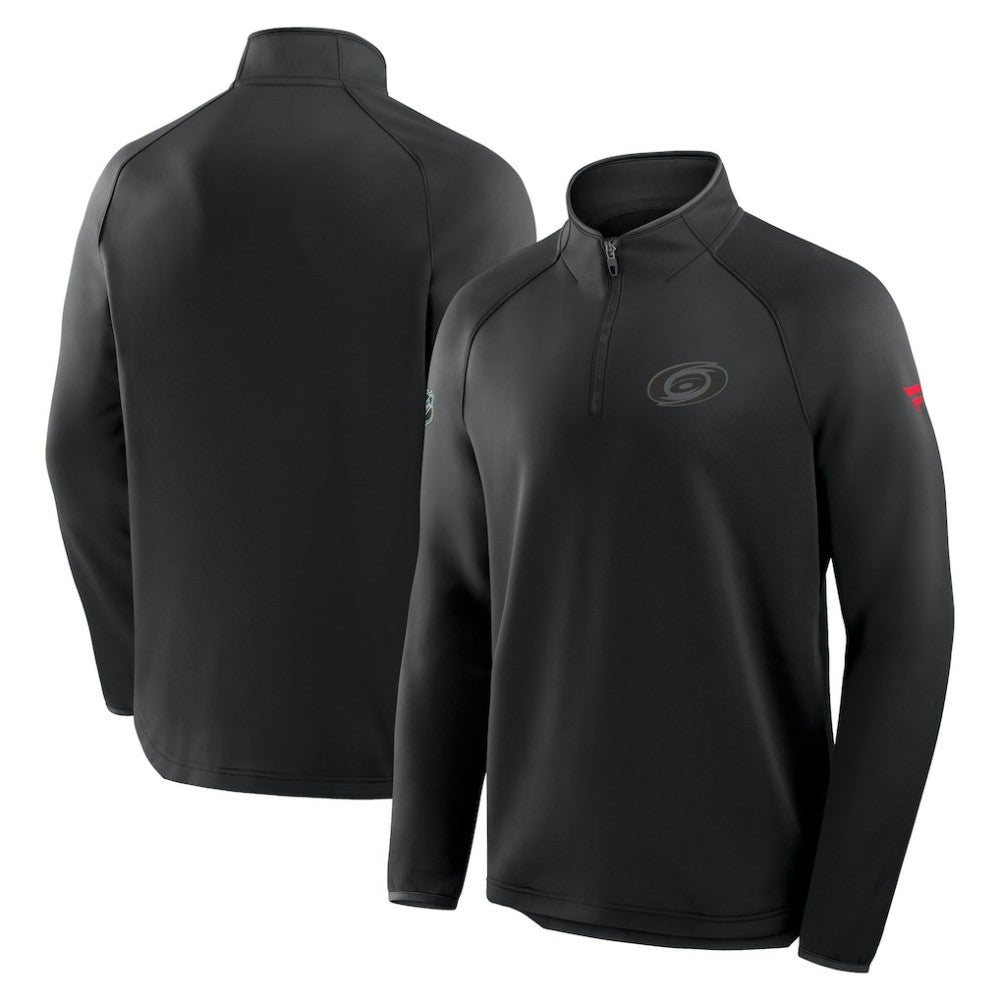Carolina Hurricanes Fanatics Authentic Pro Tonal Rink Raglan Quarter-Zip Pullover - Black - NHL