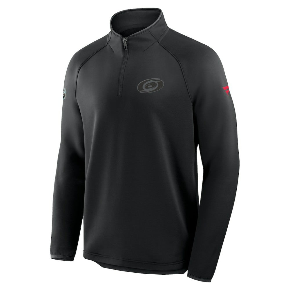Carolina Hurricanes Fanatics Authentic Pro Tonal Rink Raglan Quarter-Zip Pullover - Black - NHL