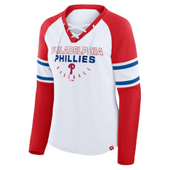 Philadelphia Phillies Fanatics Women's Blitz Package Raglan Lace-Up V-Neck Long Sleeve T-Shirt - MLB