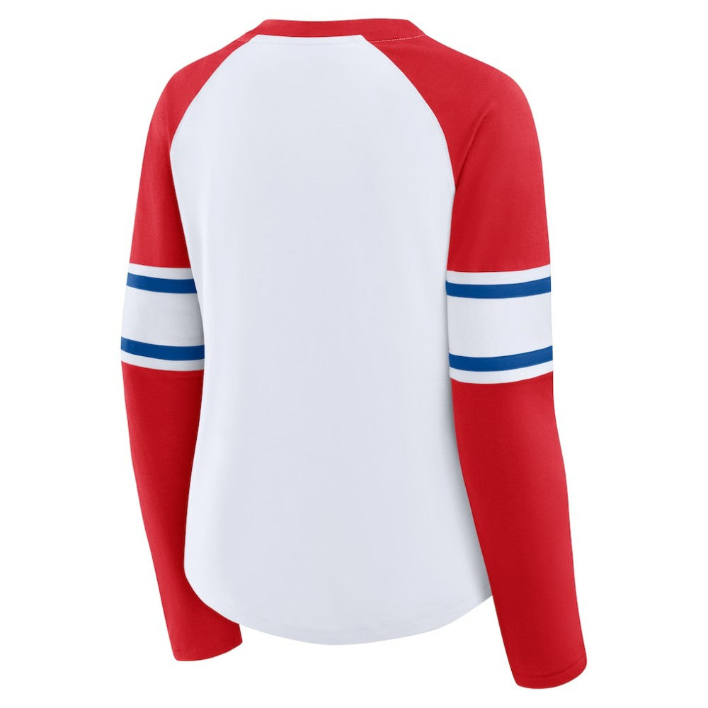 Philadelphia Phillies Fanatics Women's Blitz Package Raglan Lace-Up V-Neck Long Sleeve T-Shirt - MLB