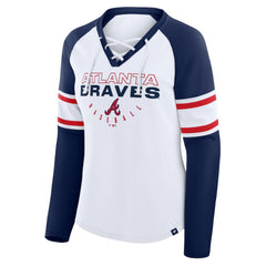 Atlanta Braves Fanatics Women's Blitz Package Raglan Lace-Up V-Neck Long Sleeve T-Shirt - MLB