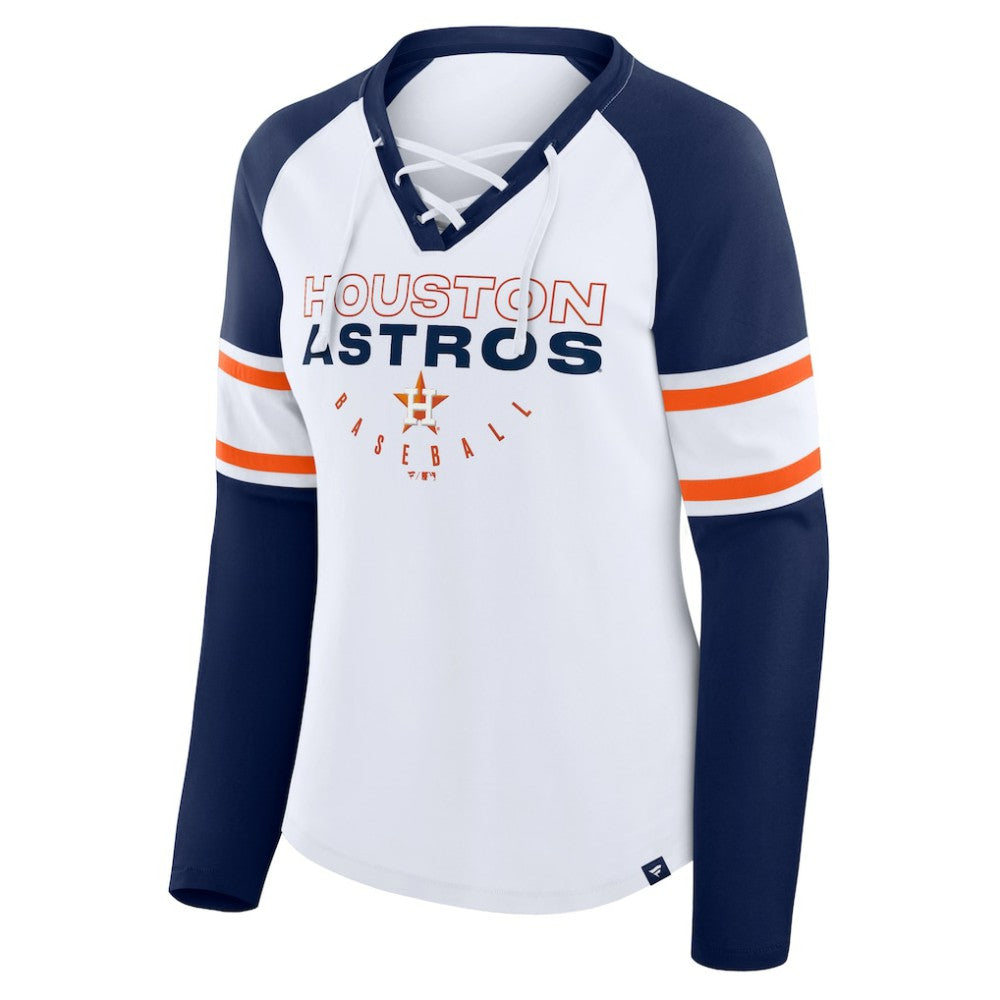 Houston Astros Fanatics Women's Blitz Package Raglan Lace-Up V-Neck Long Sleeve T-Shirt - MLB