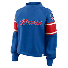 Atlanta Braves Fanatics Women's Oversized Toss Sweep Raglan Pullover Sweatshirt - MLB