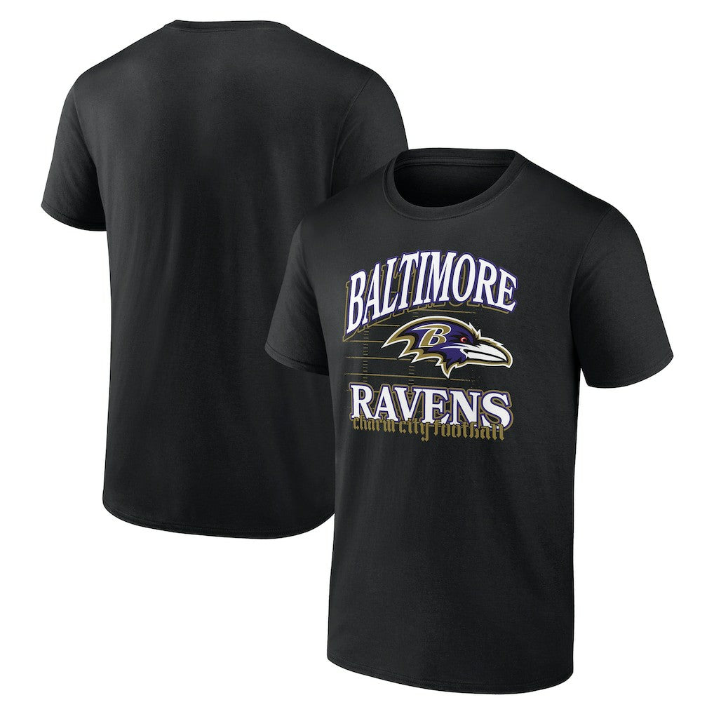 Baltimore Ravens Retro Gridiron T-Shirt Black | NFL