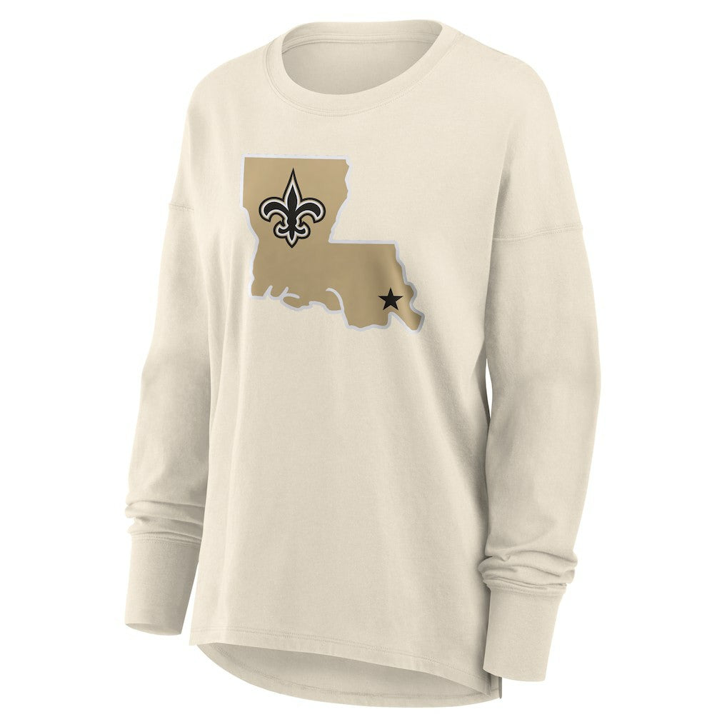 New Orleans Saints Women's Dove Legacy Long Sleeve T-Shirt Cream | Fanatics
