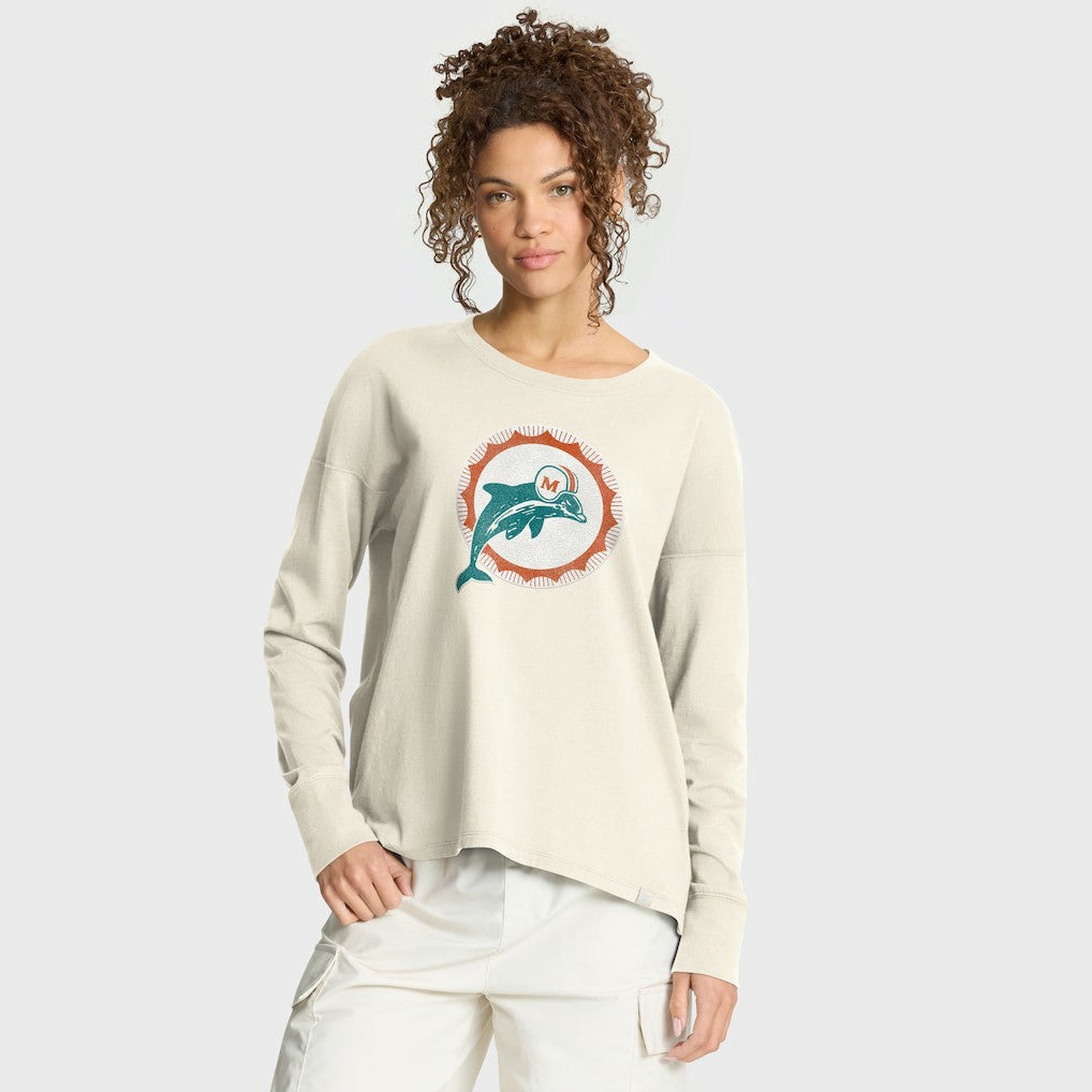 Miami Dolphins Women's Dove Legacy Long Sleeve T-Shirt Cream | Fanatics