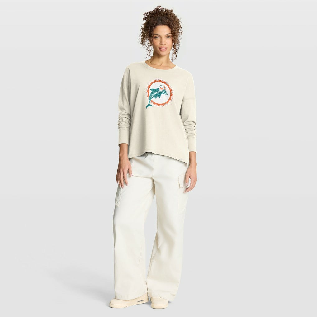 Miami Dolphins Women's Dove Legacy Long Sleeve T-Shirt Cream | Fanatics