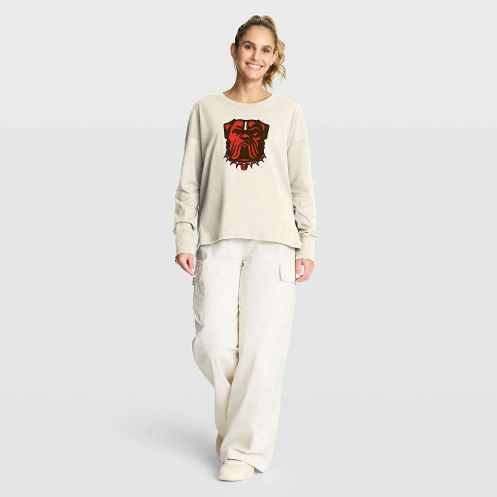 Cleveland Browns Women's Dove Legacy Long Sleeve T-Shirt Cream | Fanatics