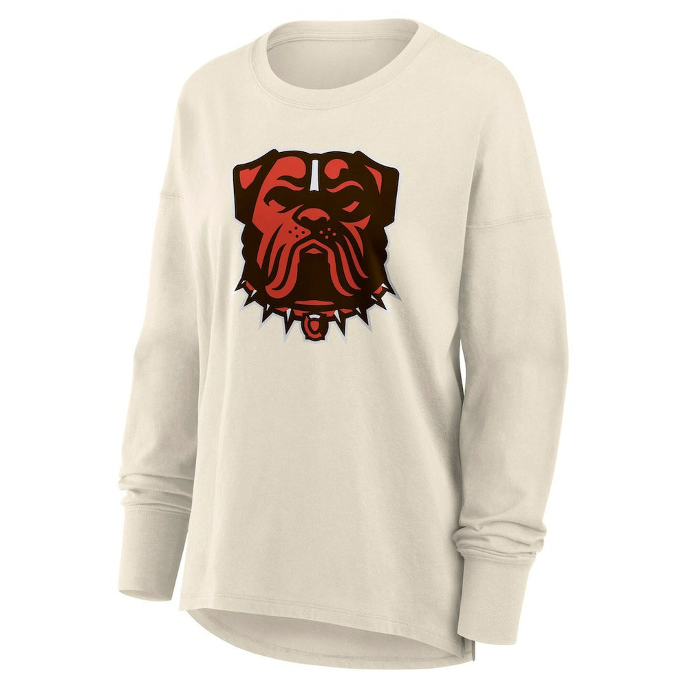 Cleveland Browns Women's Dove Legacy Long Sleeve T-Shirt Cream | Fanatics