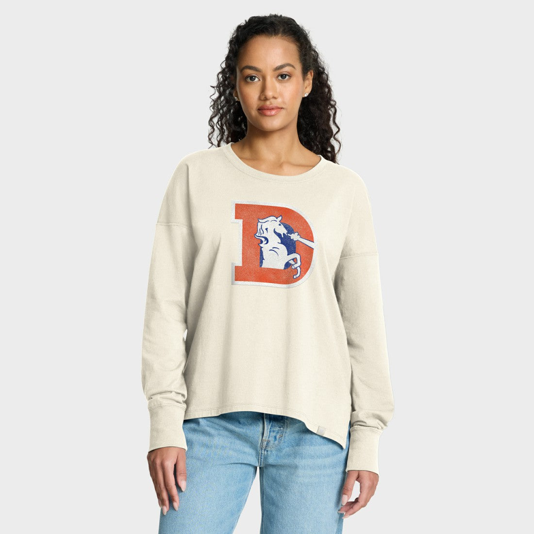 Denver Broncos Women's Dove Legacy Long Sleeve T-Shirt Cream | Fanatics