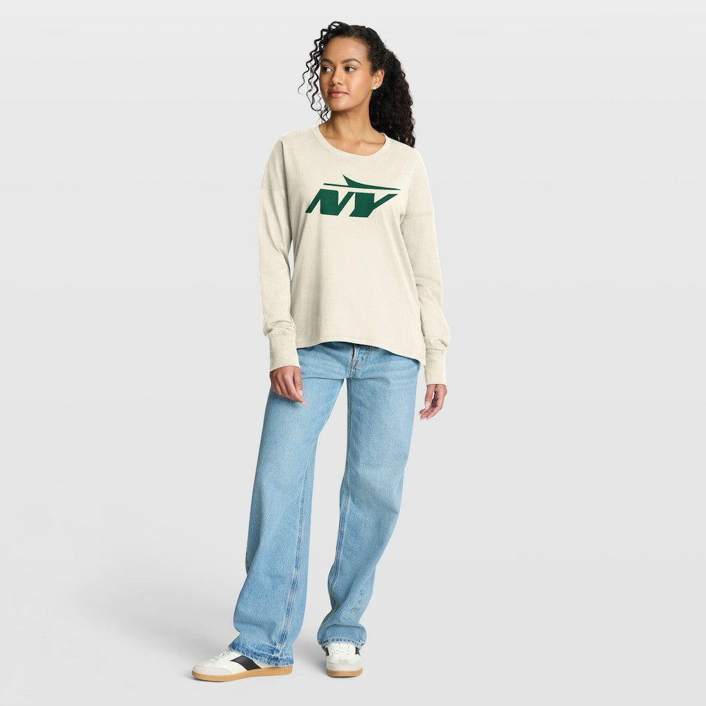 New York Jets Women's Dove Legacy Long Sleeve T-Shirt Cream | Fanatics
