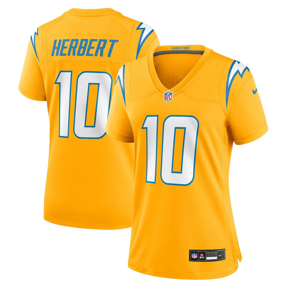 Justin Herbert Los Angeles Chargers Women's Alternate Charger Power Game Jersey Gold | Nike for Sale