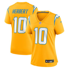 Justin Herbert Los Angeles Chargers Women's Alternate Charger Power Game Jersey Gold | Nike for Sale