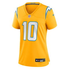 Justin Herbert Los Angeles Chargers Women's Alternate Charger Power Game Jersey Gold | Nike for Sale