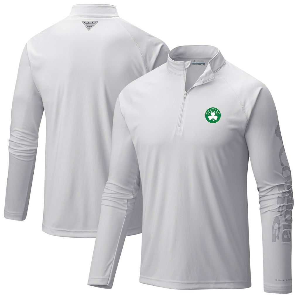 Boston Celtics Terminal Tackle Raglan Omni-Shade Quarter-Zip Jacket White - NBA