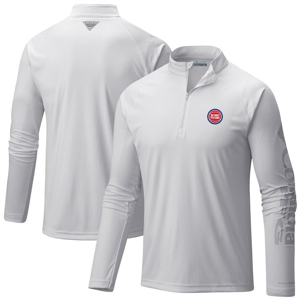 Detroit Pistons Terminal Tackle Raglan Omni-Shade Quarter-Zip Jacket White - NBA