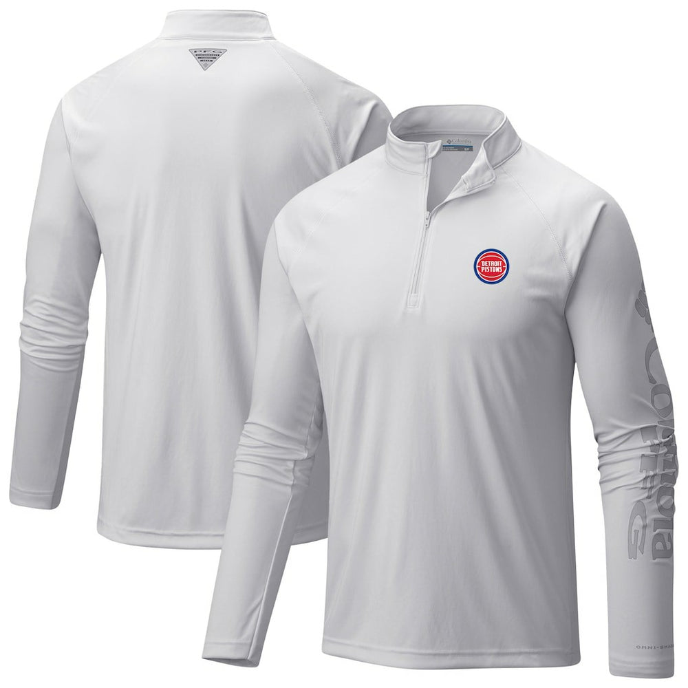 Detroit Pistons Terminal Tackle Raglan Omni-Shade Quarter-Zip Jacket White - NBA