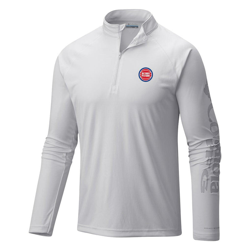 Detroit Pistons Terminal Tackle Raglan Omni-Shade Quarter-Zip Jacket White - NBA