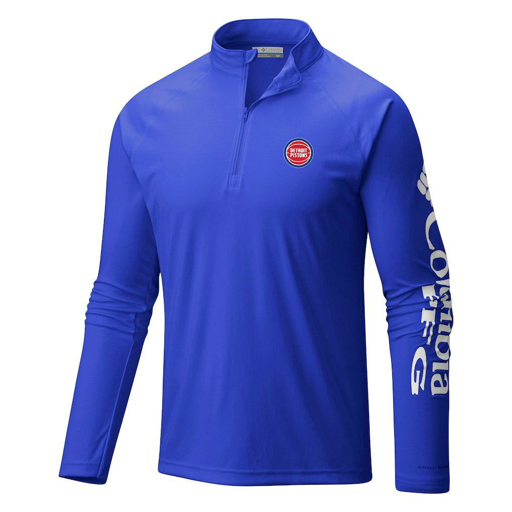 Detroit Pistons Terminal Tackle Raglan Omni-Shade Quarter-Zip Jacket Blue - NBA