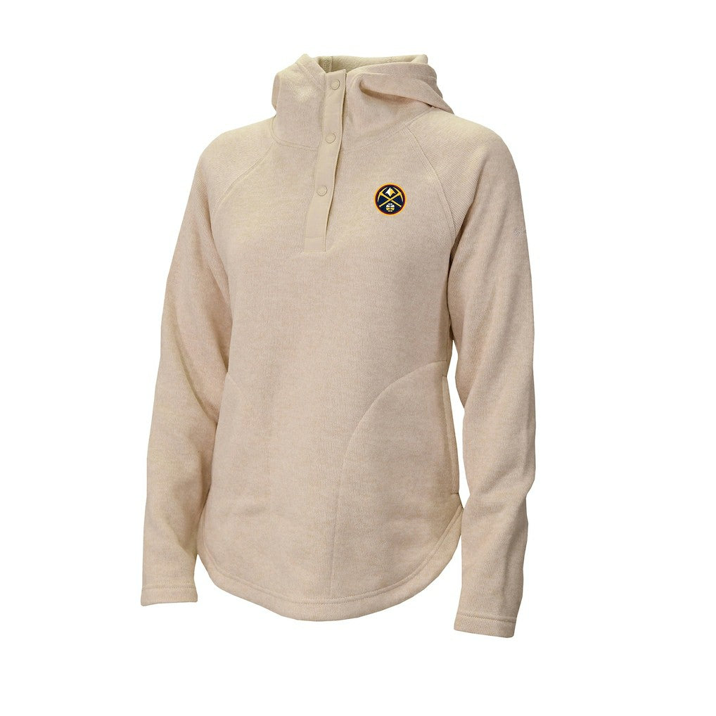 Denver Nuggets Women's Sweater Weather Quarter-Snap Hoodie White - NBA