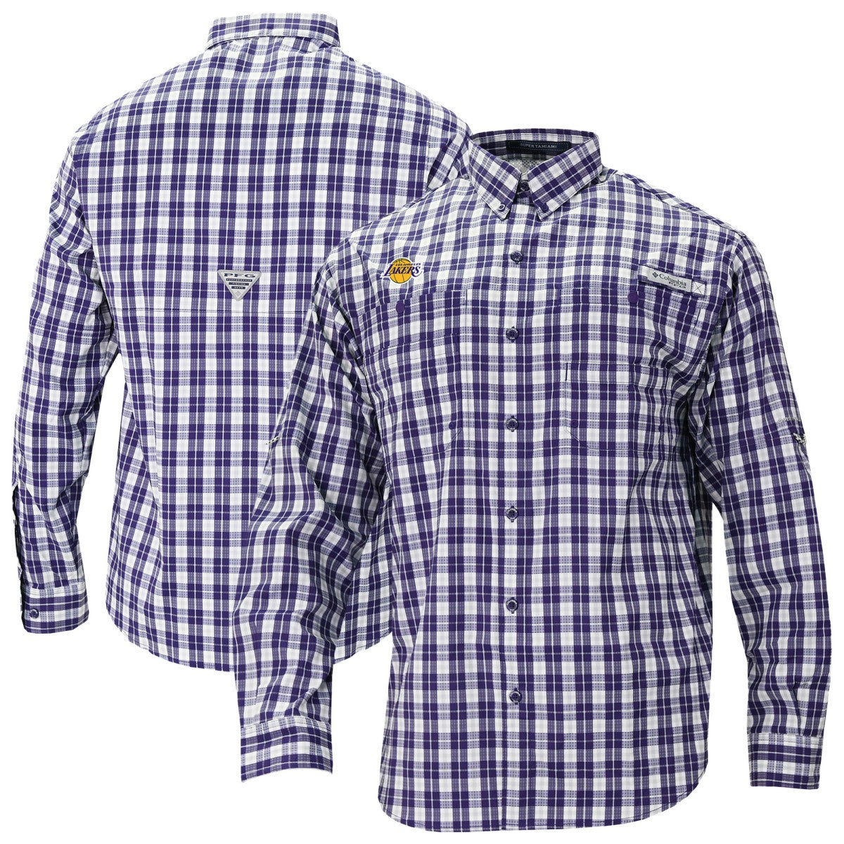 Los Angeles Lakers Super Tamiami Omni-Shade Long Sleeve Button-Down Shirt Purple - NBA