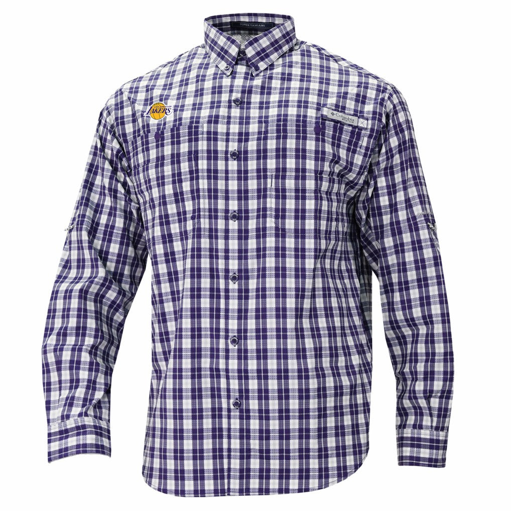 Los Angeles Lakers Super Tamiami Omni-Shade Long Sleeve Button-Down Shirt Purple - NBA