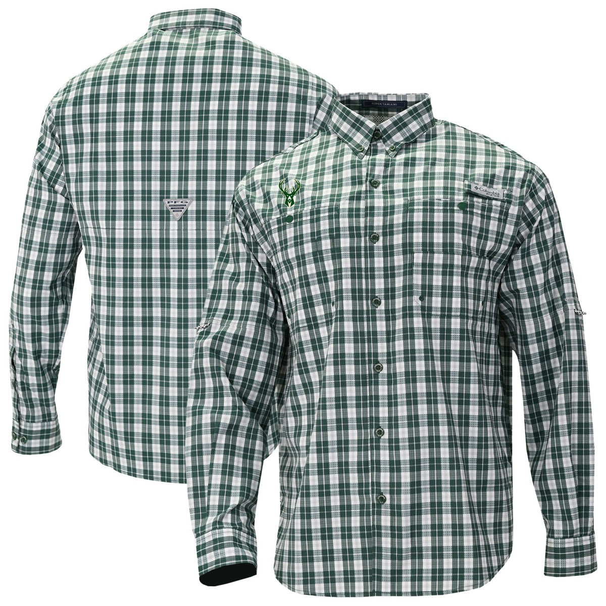 Milwaukee Bucks Super Tamiami Omni-Shade Long Sleeve Button-Down Shirt Green - NBA
