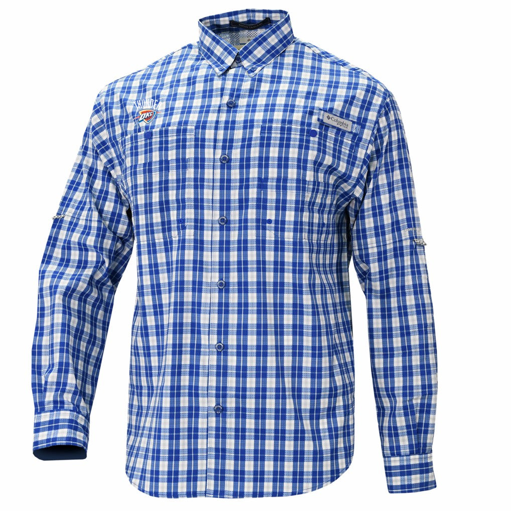 Oklahoma City Thunder Super Tamiami Omni-Shade Long Sleeve Button-Down Shirt Blue - NBA