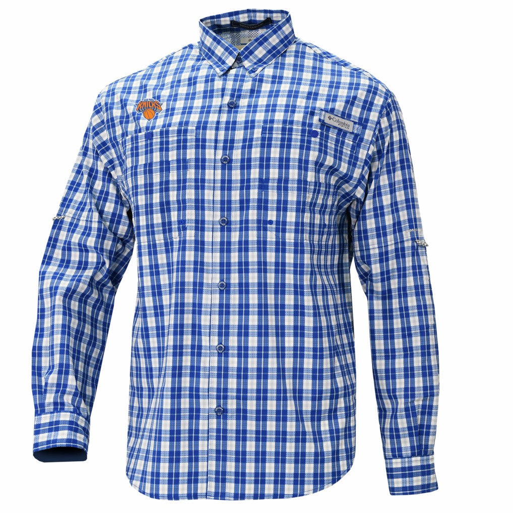 New York Knicks Super Tamiami Omni-Shade Long Sleeve Button-Down Shirt Blue - NBA