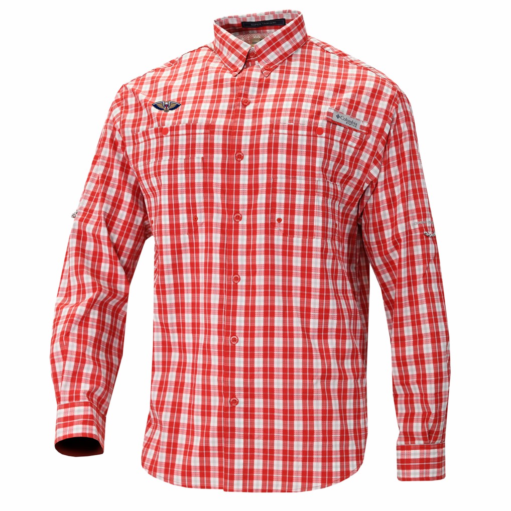 New Orleans Pelicans Super Tamiami Omni-Shade Long Sleeve Button-Down Shirt Red - NBA