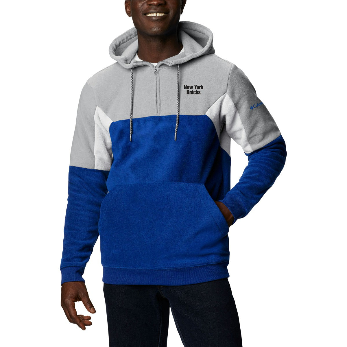 New York Knicks Men's Lodge Quarter-Zip Hoodie Blue - NBA