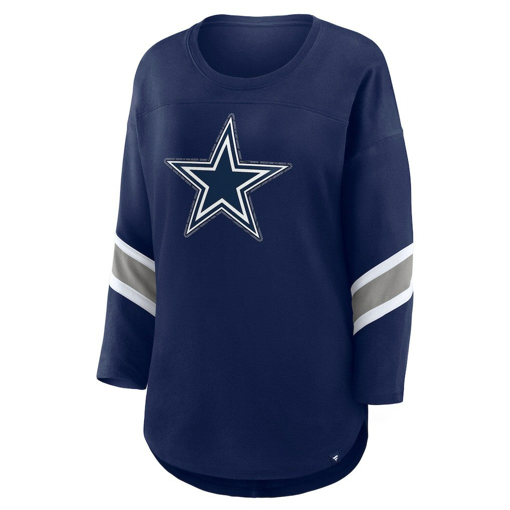 Dallas Cowboys Women's Redzone Bling 3/4-Sleeve T-Shirt Navy | Fanatics