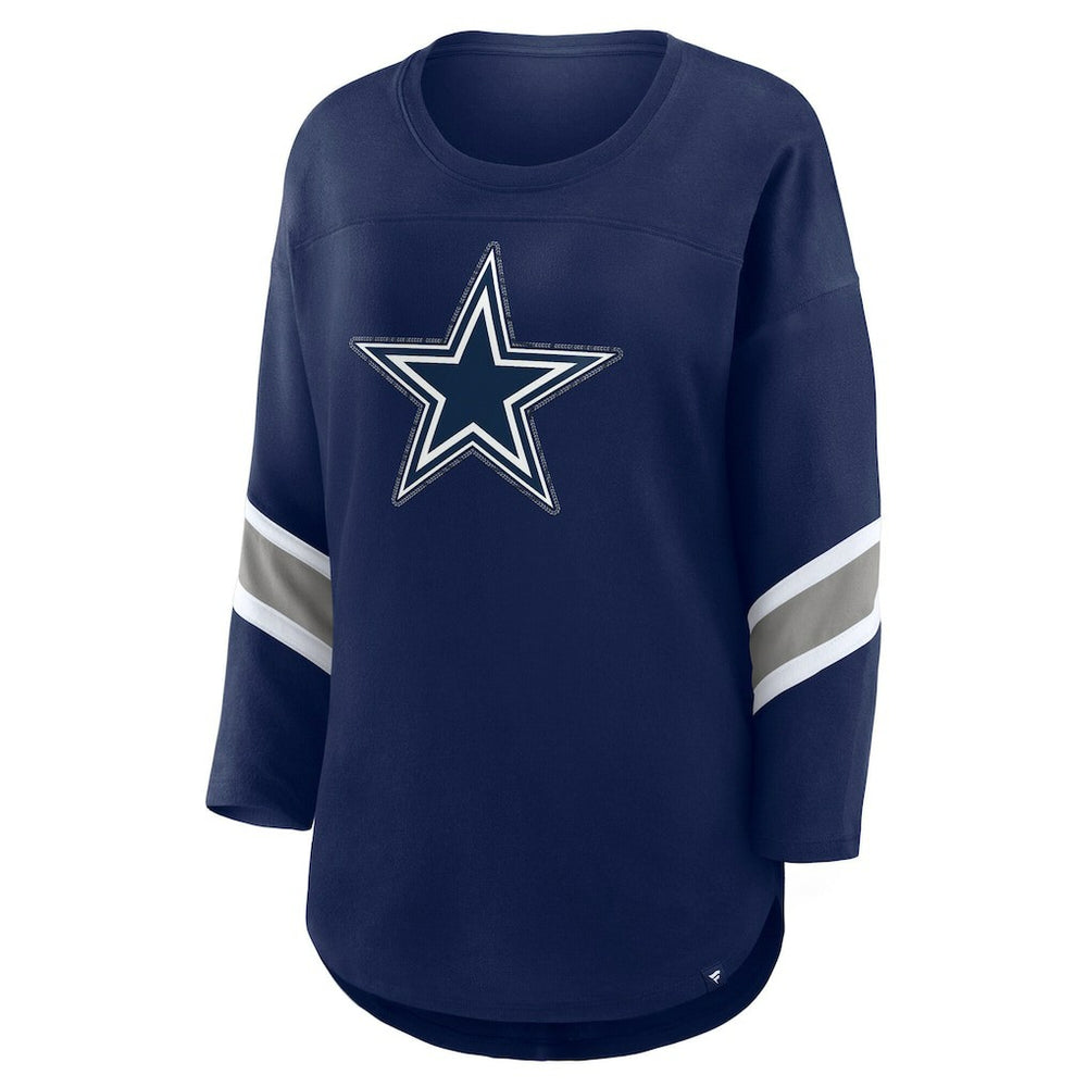Dallas Cowboys Women's Redzone Bling 3/4-Sleeve T-Shirt Navy | Fanatics