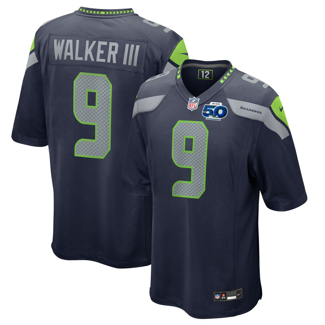 Kenneth Walker III Seattle Seahawks 50th Season Game Jersey College Navy | Nike for Sale