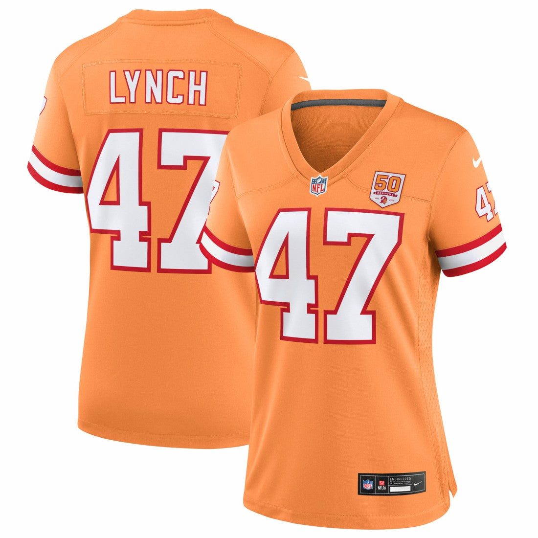 John Lynch Tampa Bay Buccaneers Women's 50th Season Game Jersey Creamsicle | Nike for Sale