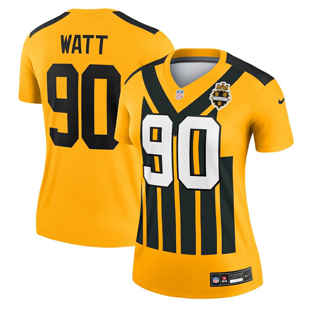 T.J. Watt Pittsburgh Steelers Women's Alternate 1933 Throwback Legend Player Performance Top Gold | Nike for Sale