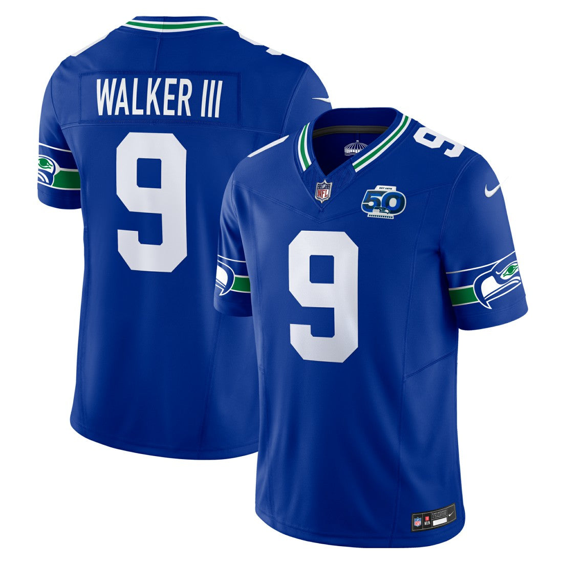 Kenneth Walker III Seattle Seahawks 50th Season Vapor F.U.S.E. Limited Jersey Royal | Nike for Sale
