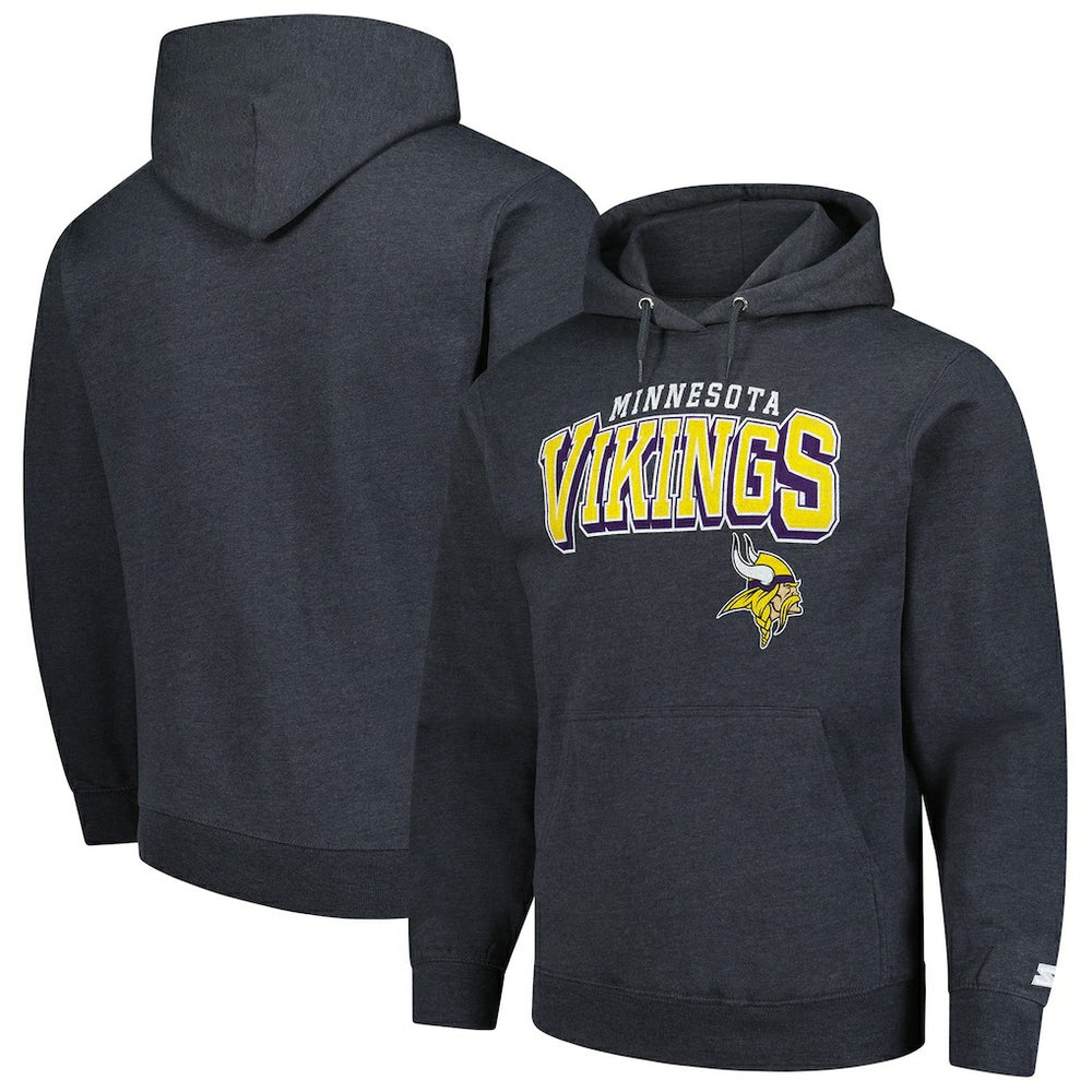 Minnesota Vikings Starter Vintage Pullover Hoodie Charcoal | NFL