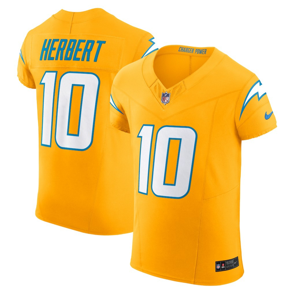 Justin Herbert Los Angeles Chargers Alternate Charger Power Vapor F.U.S.E. Elite Jersey Gold | Nike for Sale