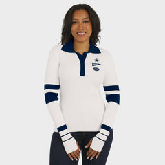 Dallas Cowboys WEAR by Erin Andrews Women's Ribbed Henley Polo Sweater White | NFL