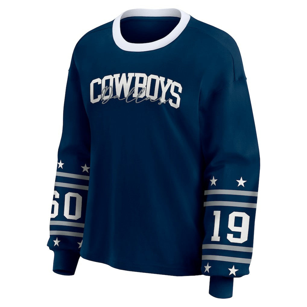 Dallas Cowboys WEAR by Erin Andrews Women's Sport Long-Sleeve T-Shirt Navy | NFL